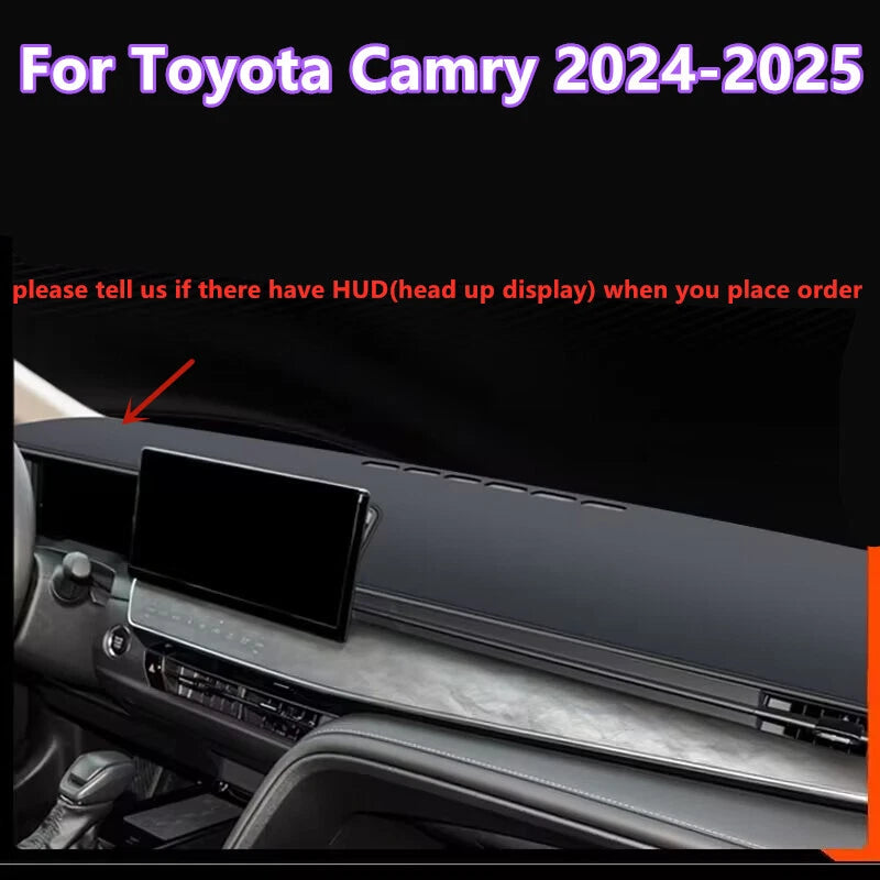 Black Leather Dashboard Cover Mat for Toyota Camry (2024–2025)