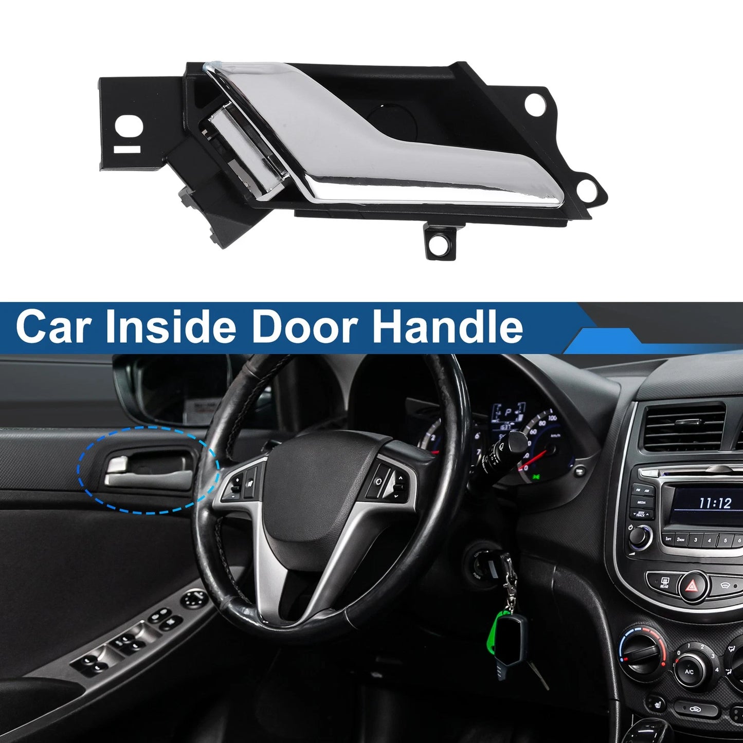 Interior Door Handle for Chevrolet Captiva Sport Black Silver Tone