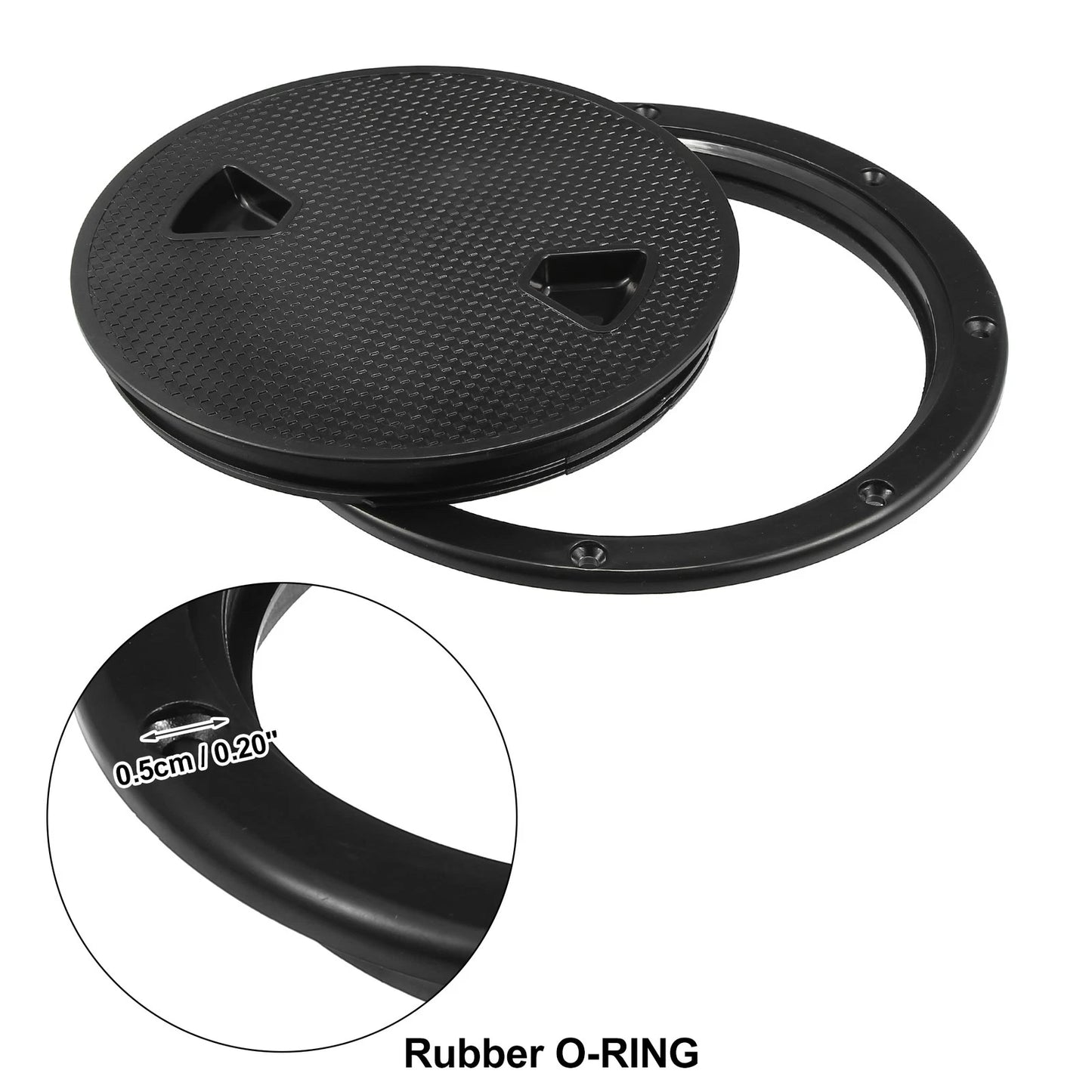 8" Deck Plate Hatch for Boat - Marine Inspection Cover Black