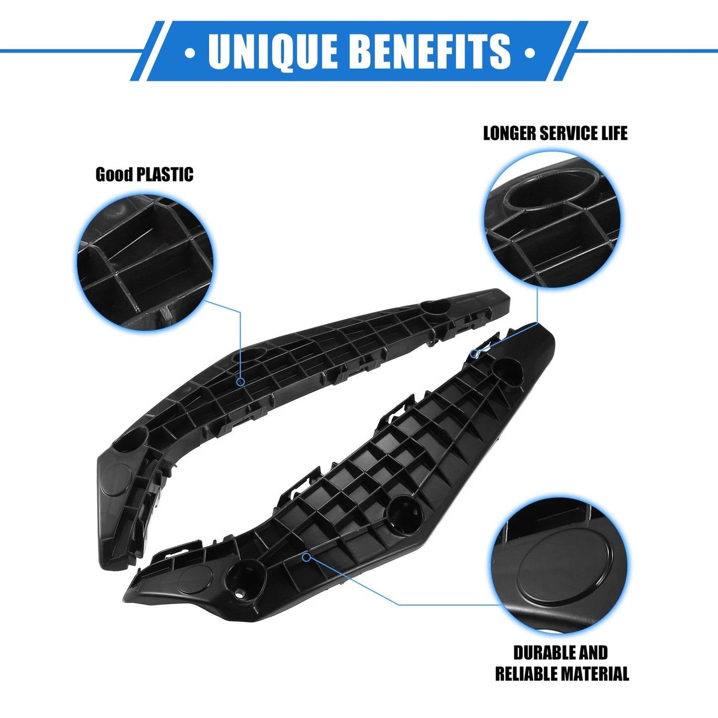 Pair Front Left Right Bumper Brackets Cover Black for Toyota Highlander