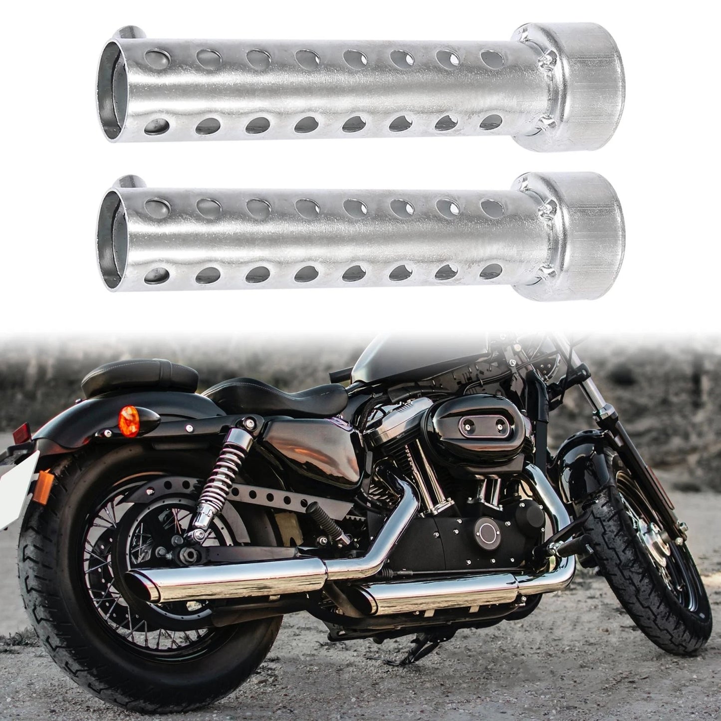 2 x 35mm Exhaust Silencer Muffler Pipe for Motorcycle
