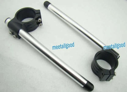 CNC Raised 53mm Clip On Handlebars  Silver for Ducati 848 1098 1198