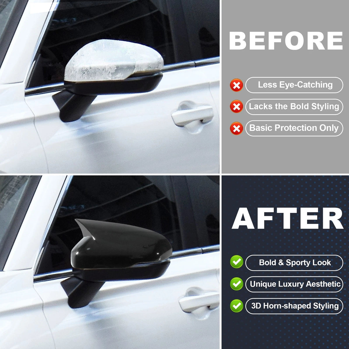 2 x Left Right Side Ox Horn Rear View Mirror Covers for Honda CRV (2023-2025)