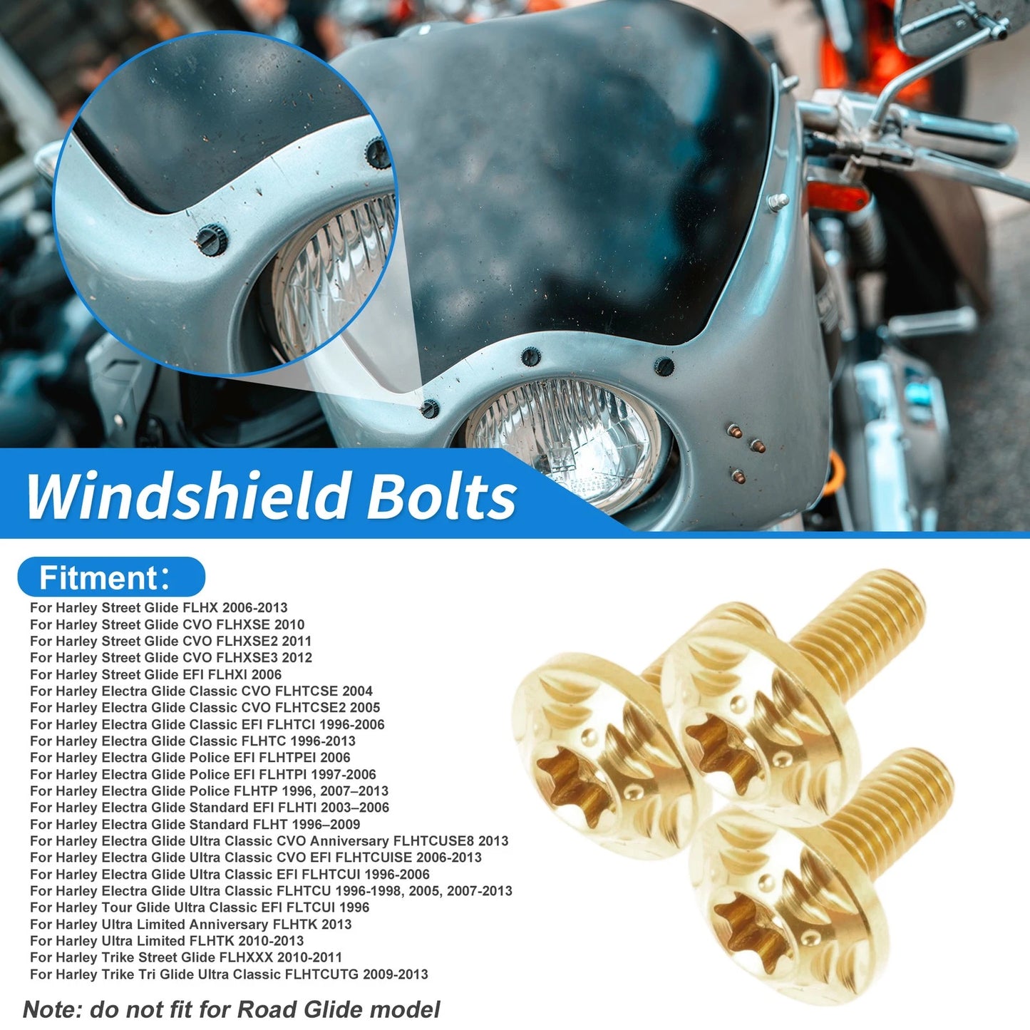 Windshield Bolts for Harley Street Glide FLHX (2006–2013)
