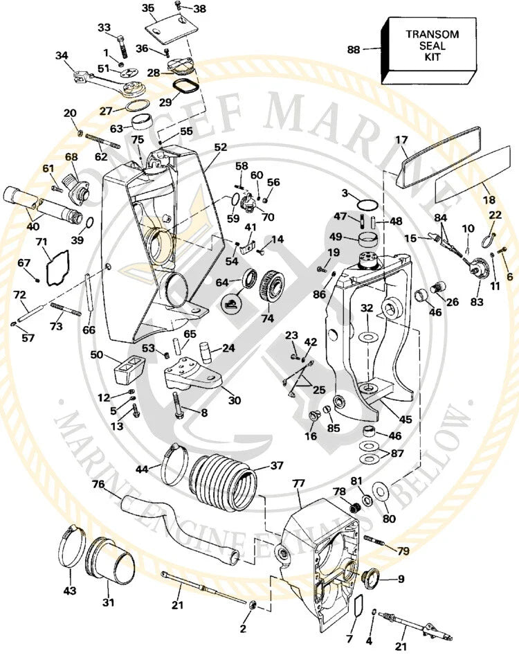 U-Joint Bellow with Clamps for OMC Stern Drive 3.2L-8.2L