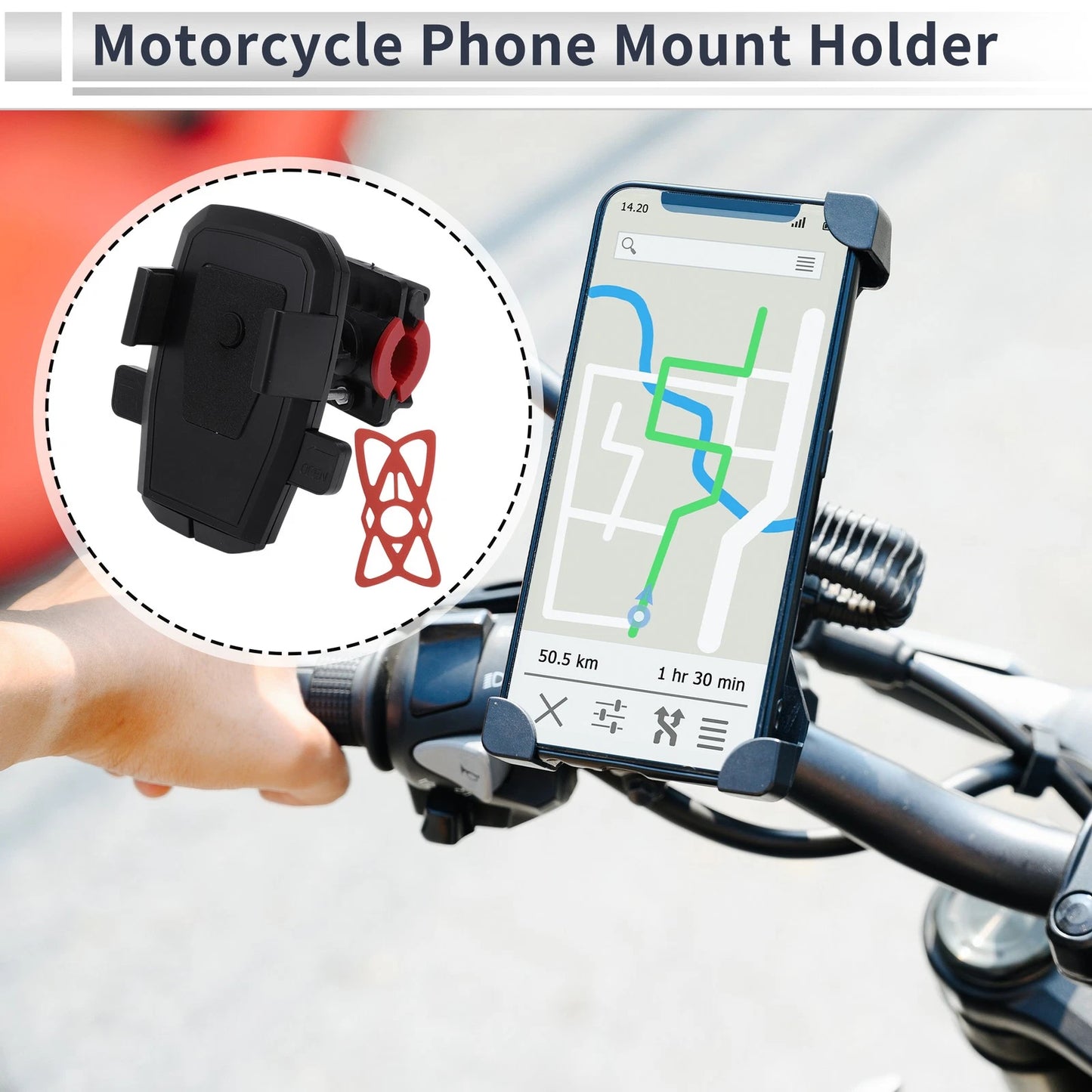 Phone Mount Holder / 4.7-7.2" / Handlebar Mount for Motorcycle