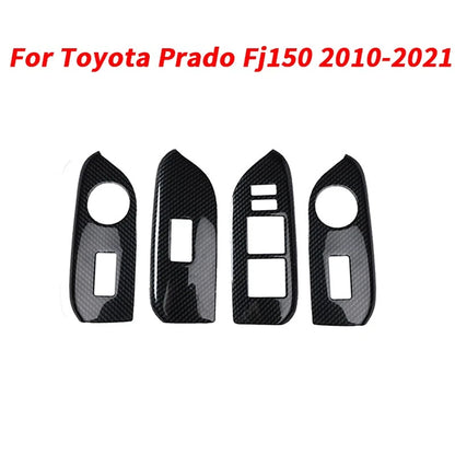 4x Carbon Fiber Window Switch Panel Cover for Toyota Prado Fj150 (2010–2021)