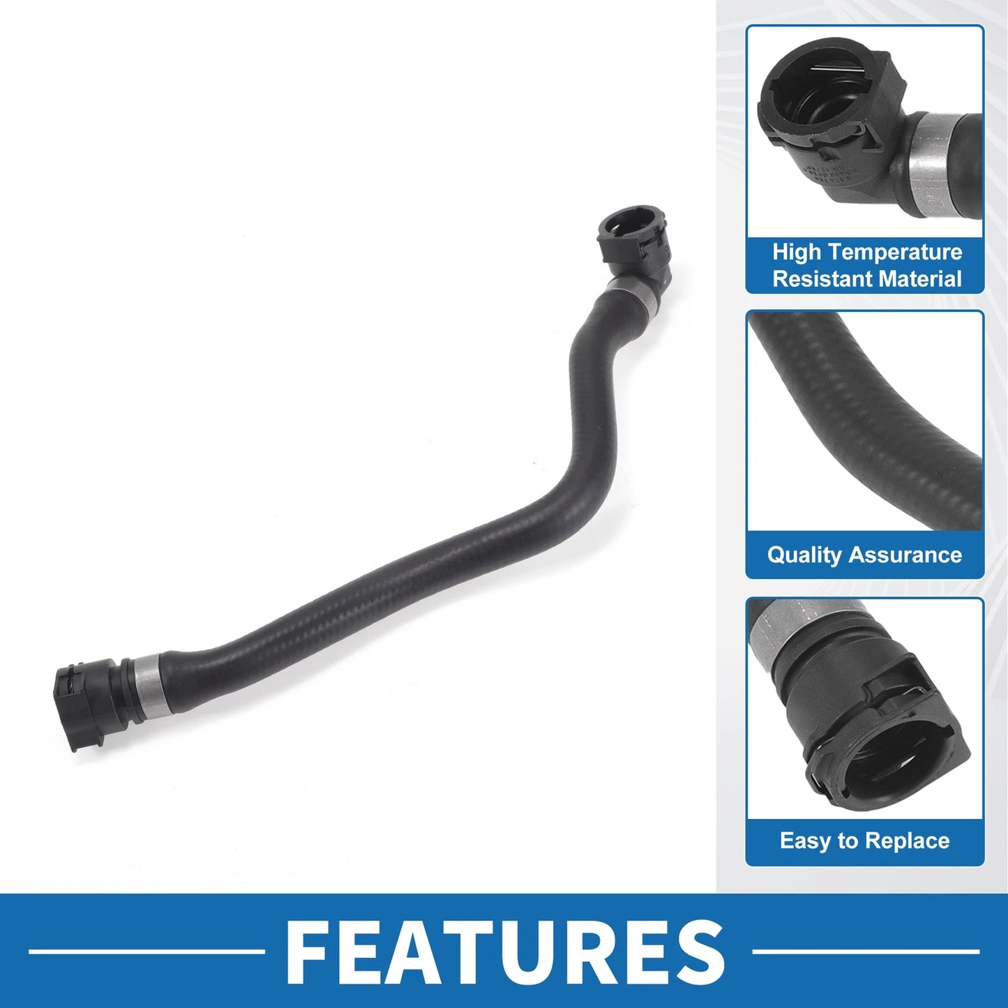 Heater Hose 1Pc Rubber Black for BMW 230i 2.0L (2017-2020)