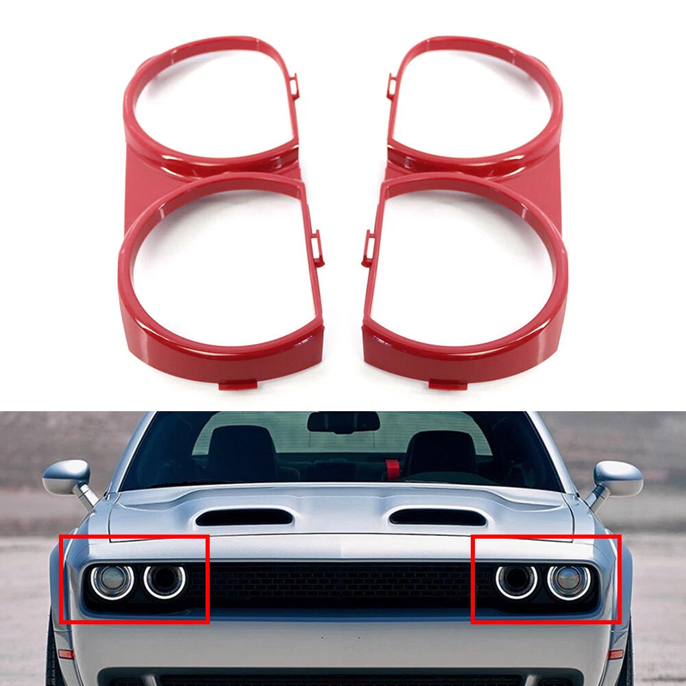 Red Front Headlight Bezel for Dodge Challenger 2015-2021 (2 x)