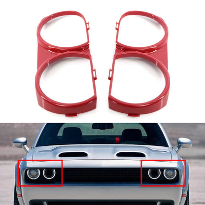 Red Front Headlight Bezel for Dodge Challenger 2015-2021 (2 x)