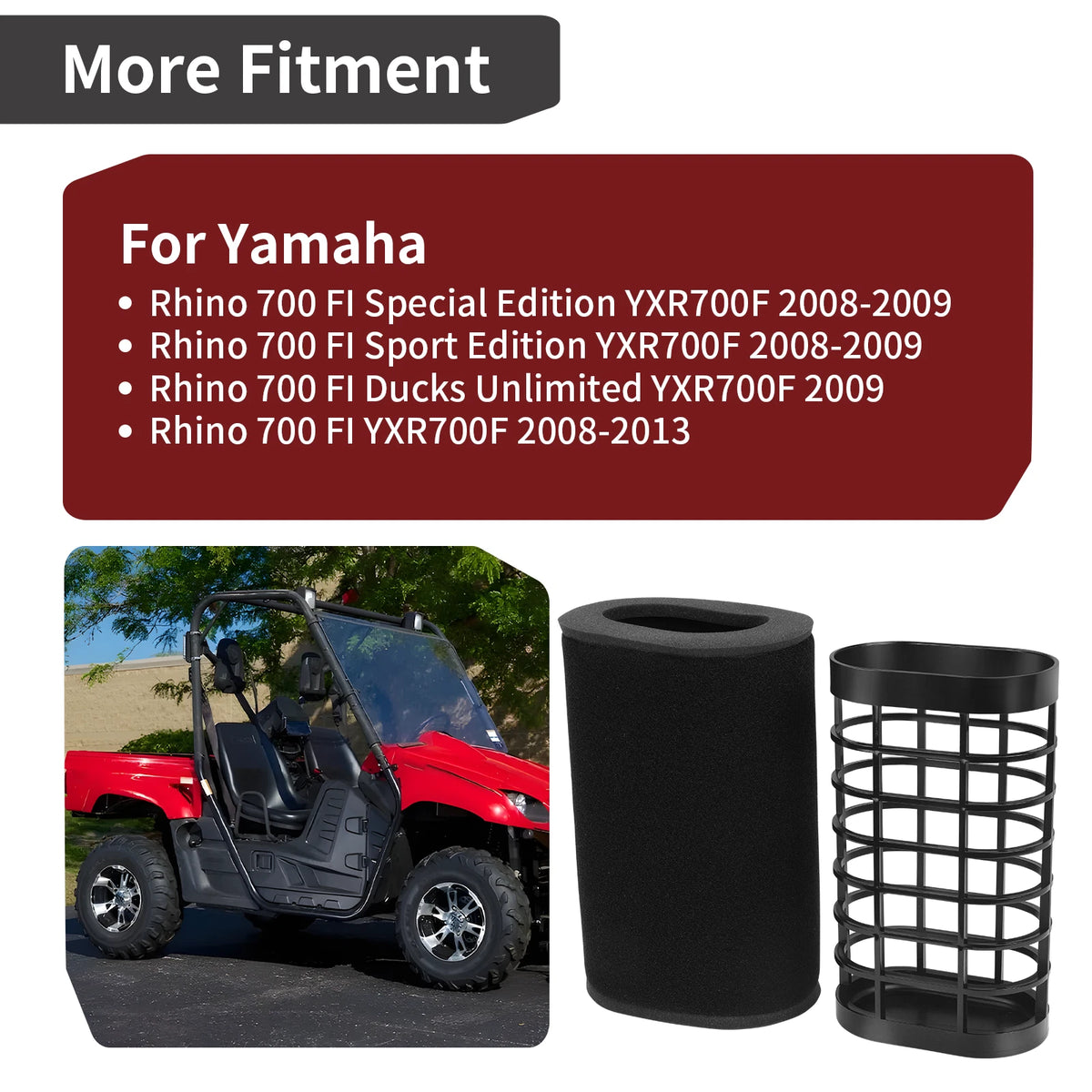 Air Filter w/ Cage Guide Holder for Yamaha Rhino 700 YXR700F (2008–2013)
