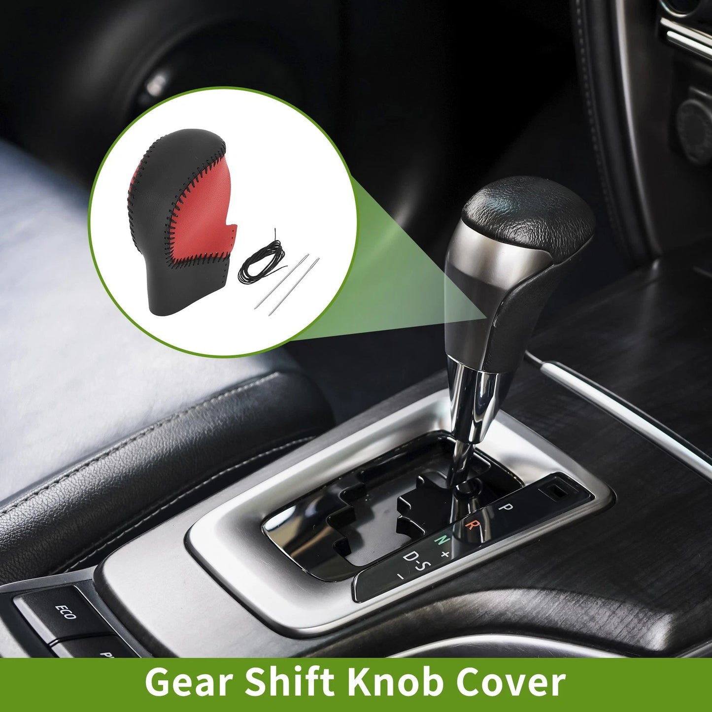 Red Black Faux Leather Gear Shift Knob Cover for Honda Civic (2022-2024)