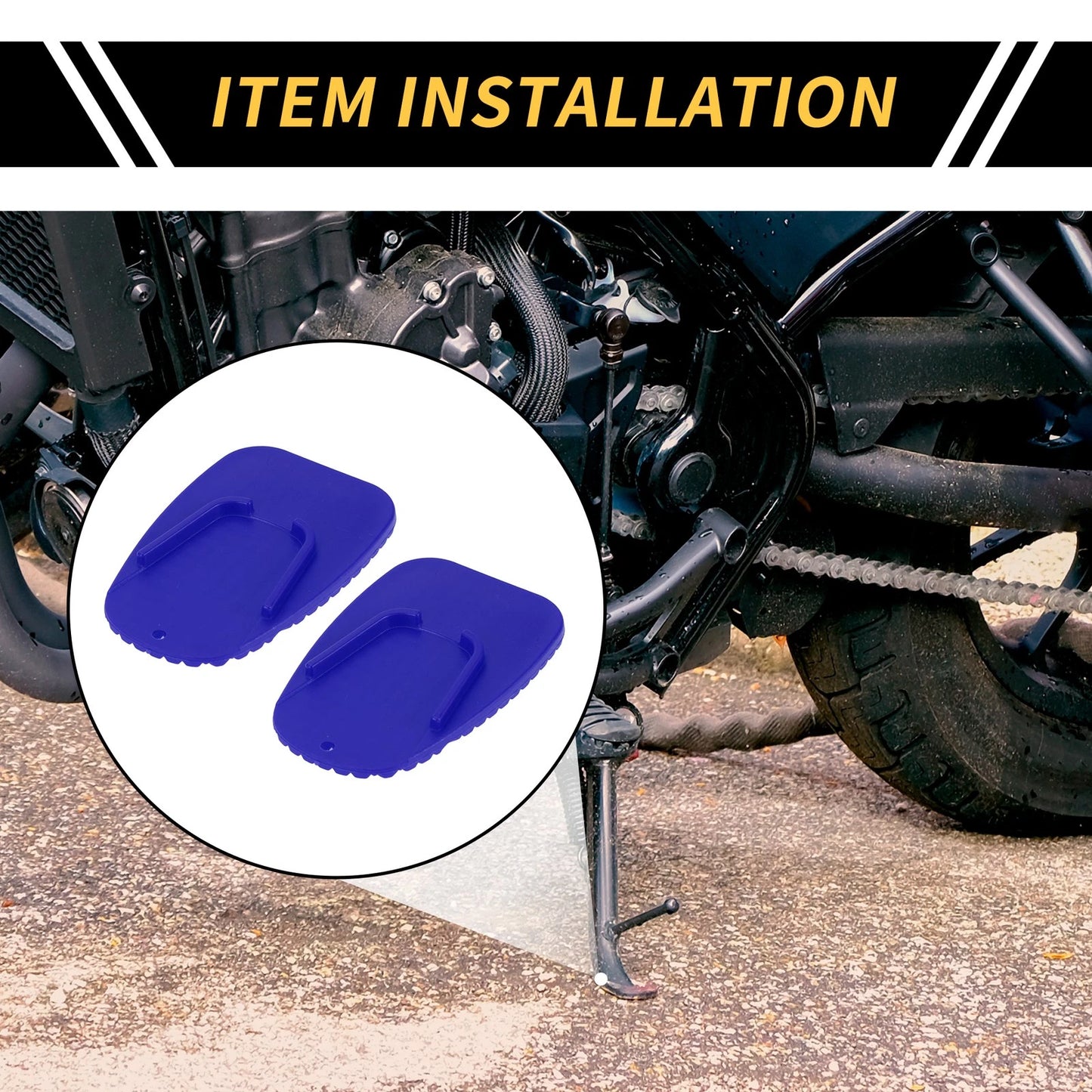 Universal Motorcycle Kickstand Pad 3.54x2.36 in Blue 2 x Pcs