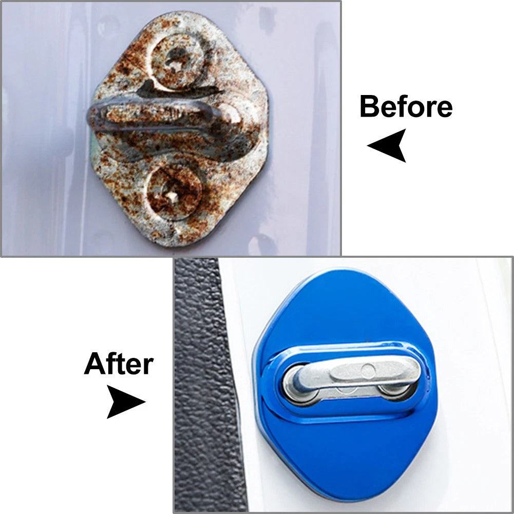 4 x Blue Car Door Lock Protective Covers for Honda, Toyota, Mazda, Hyundai