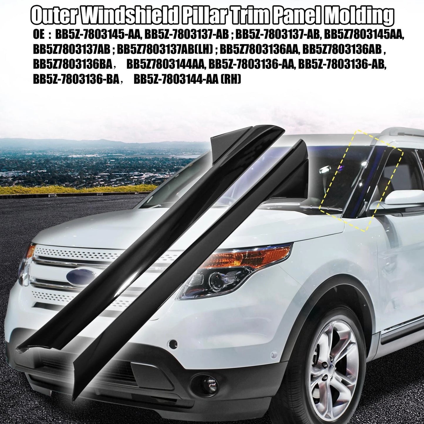 Windshield Outer Pillar Trim Molding for Ford Explorer (2011-2019)