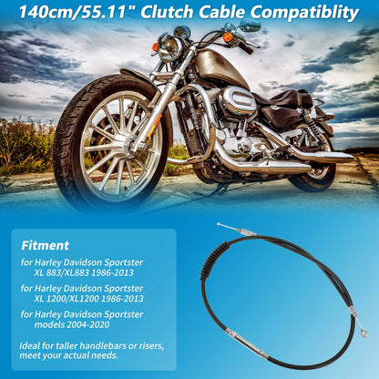 Clutch Cable 140cm/55.11 for Harley Sportster XL883 XL1200 (1986–2013)