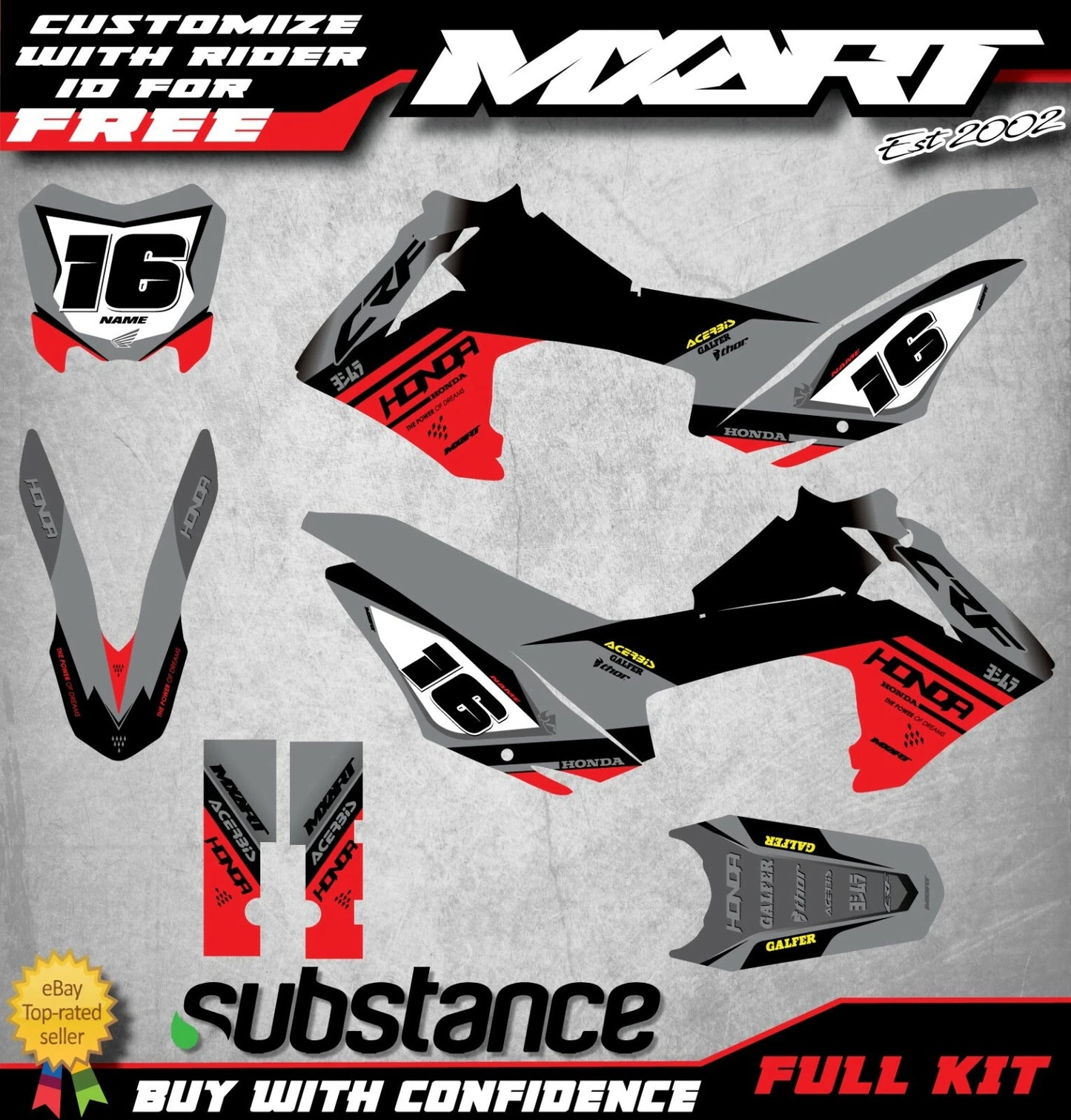 Custom Decals & Stickers for Honda CRF 125 (2013-2018) - STING Style