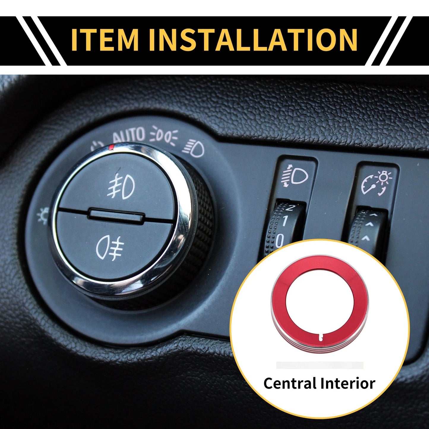 Headlight Control Switch Knob Cover Ring for Ford F-150 (2016-2021) Red