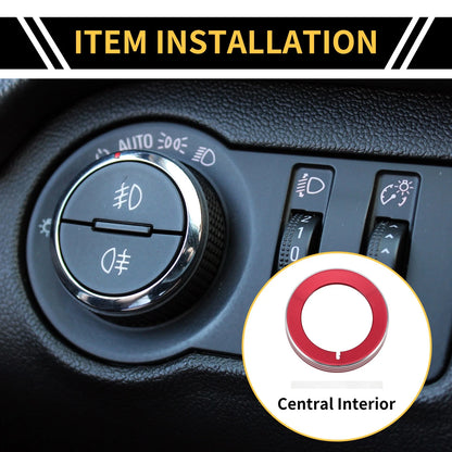Headlight Control Switch Knob Cover Ring for Ford F-150 (2016-2021) Red