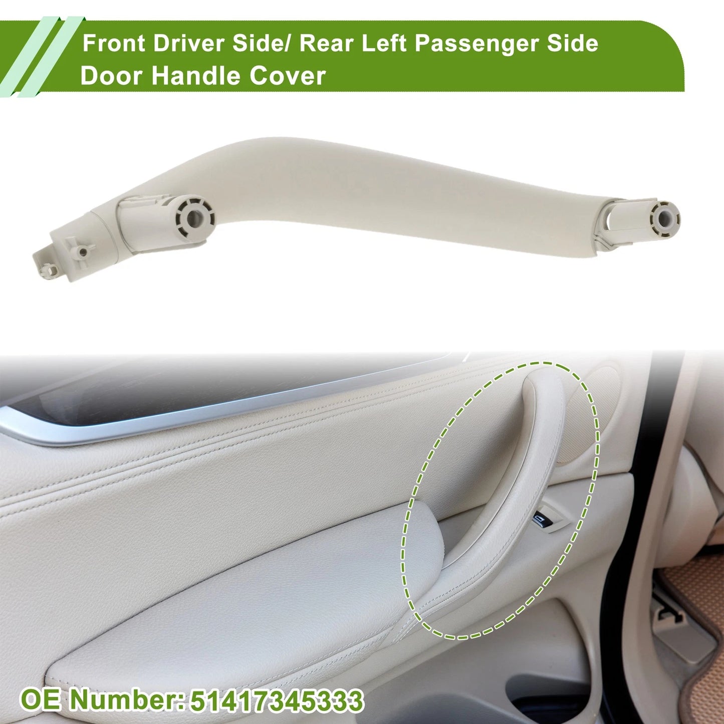 Door Panel Handle Pull Trim Cover for BMW X5 Gray White (2014-2018)