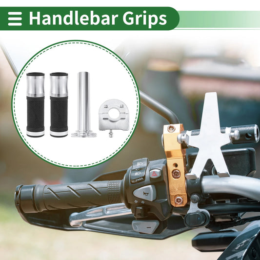 7/8 22mm Hand Grips Rubber Silver Tone for Motorcycle