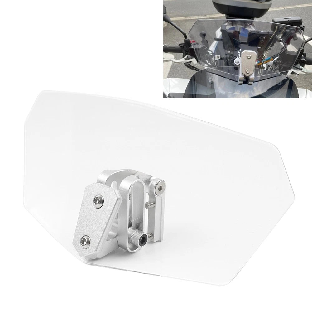 Clear & Chrome Adjustable Clip-On Windshield Air Deflector for Car