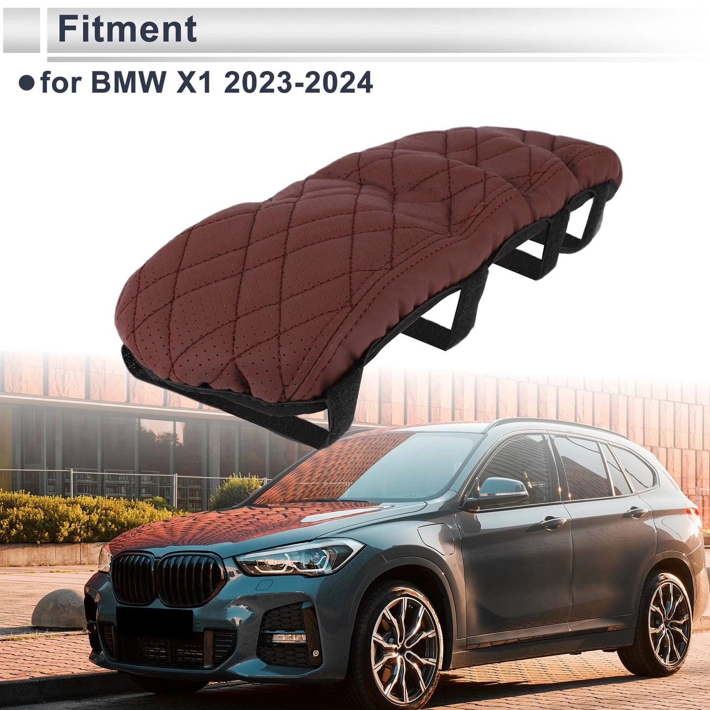 Car Center Console Cover for BMW X1 2023-2024 Wine Red 1 x Cover