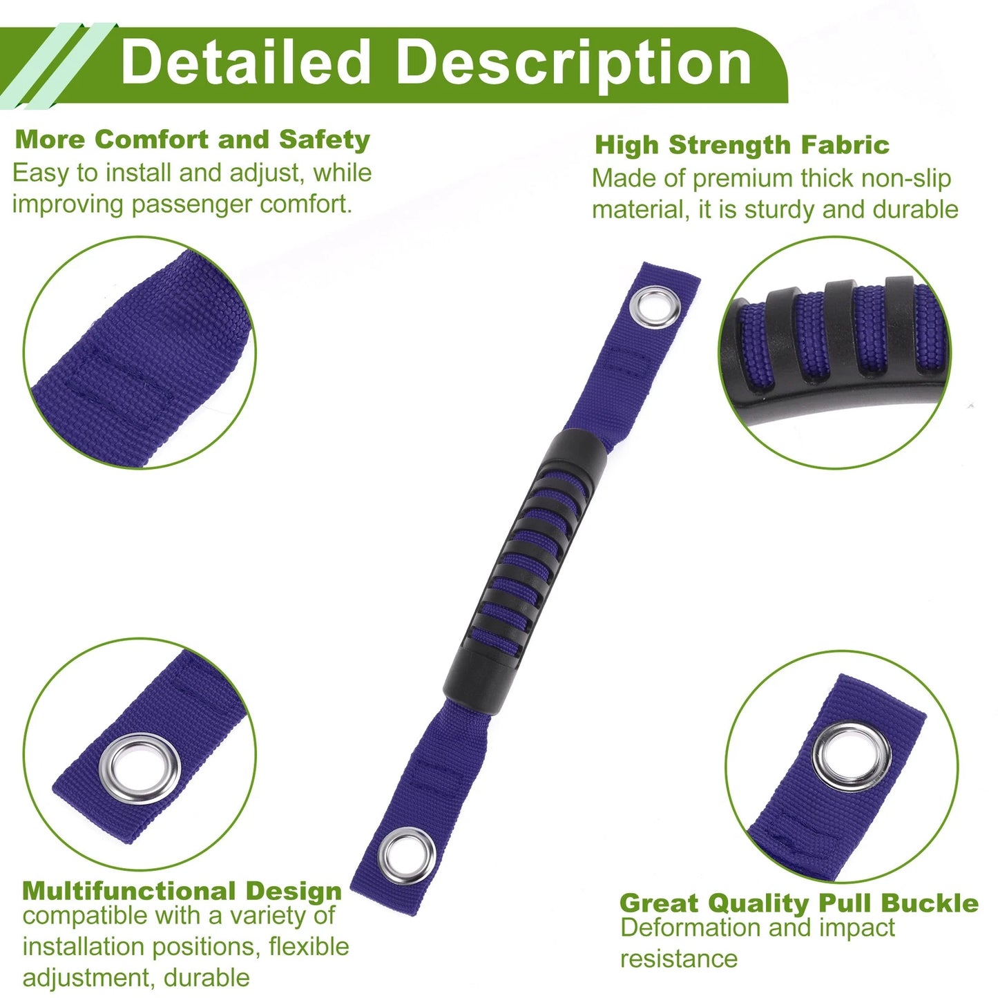 Roll Bar Grab Handles for Jeep Wrangler (2018-2025) Black Blue