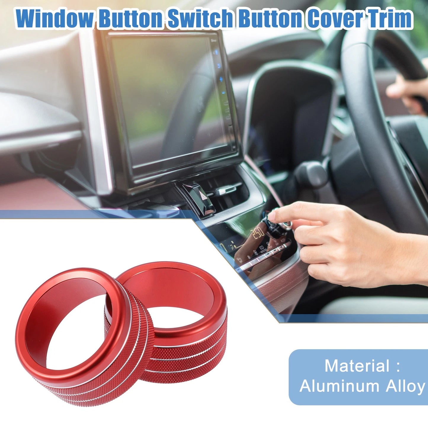 Air Conditioning Control Switch Knob Cover / 2 x Red / for Toyota Tundra (2014–2021)