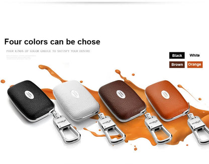 Orange Car Remote FOB Leather Key Cover Case Fit For Land Rover Range Rover