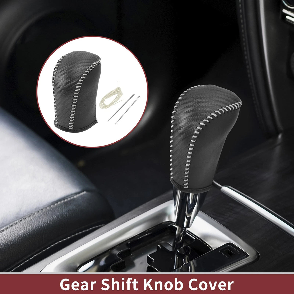 Subaru Forester Gear Shift Knob Cover 2006-2012 Black Beige Faux Leather