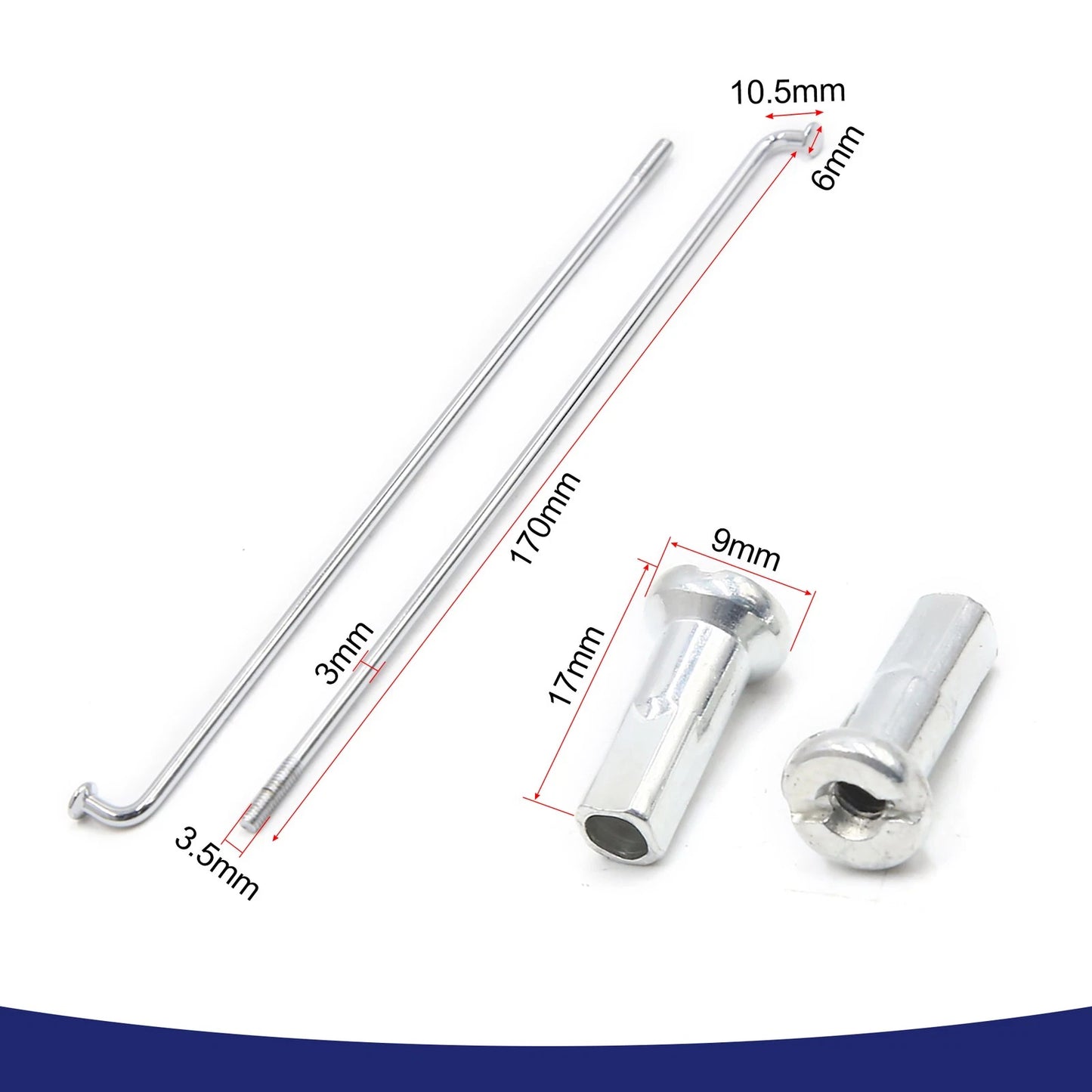 Wheel Spokes 36 x 3.5mm Thread Diameter 170mm Length for Motorcycle