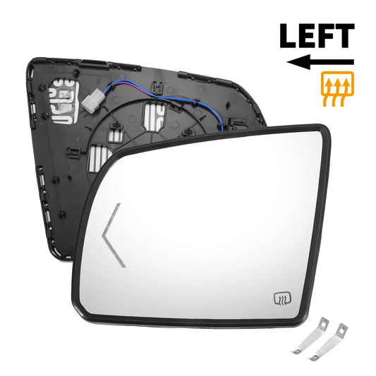 Left White Mirror Glass with Back Heated Lamp for Toyota Tundra