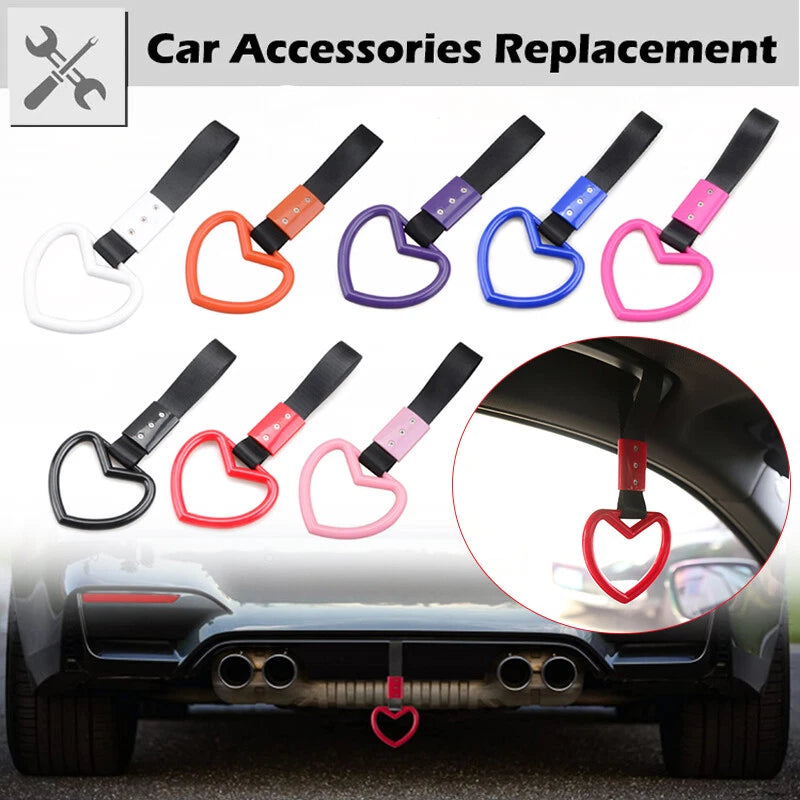 Tsurikawa Ring Handle Strap for Car, Subway, Train, Bus - Heart Black