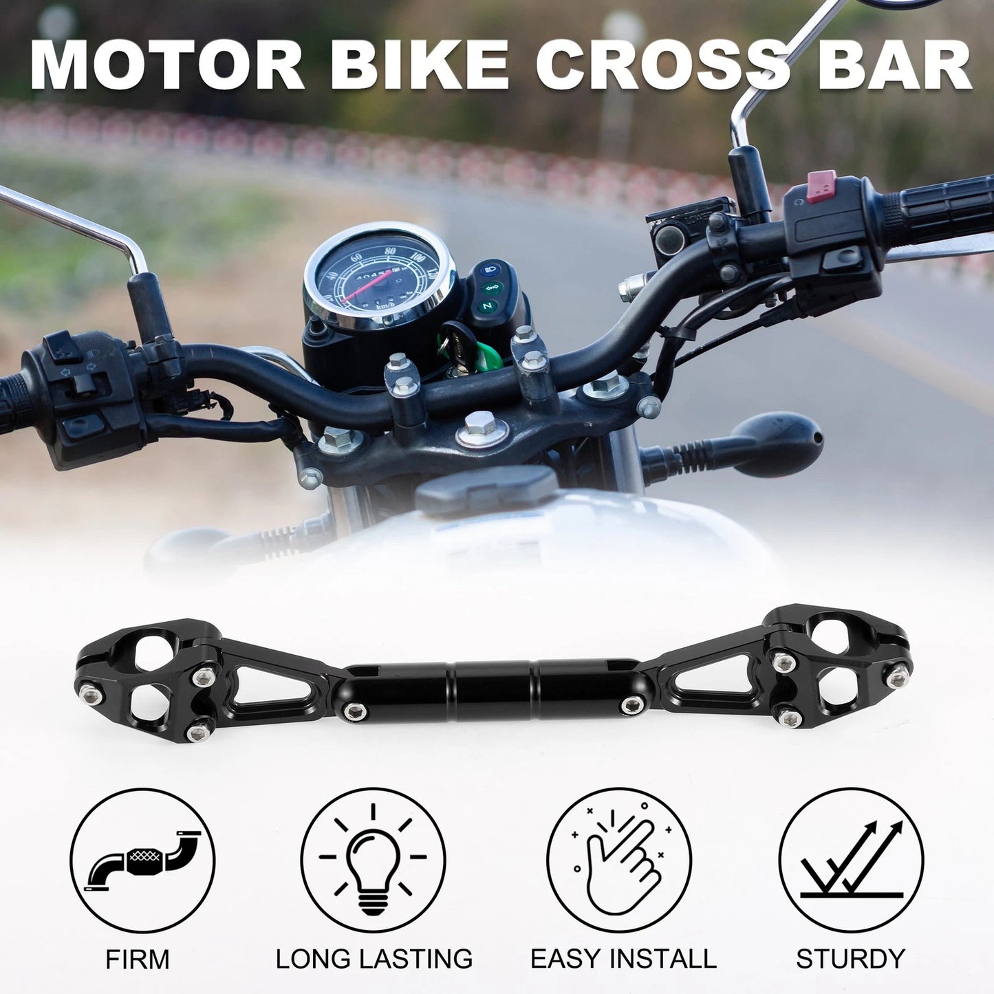 Cross Bar / 1 Set / Adjustable Handlebars for Motorcycle Black