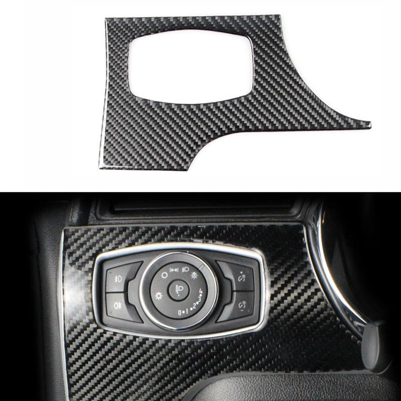 Carbon Fiber Interior Headlight Swich Surround Cover Trim For Mustang 2015- 2018