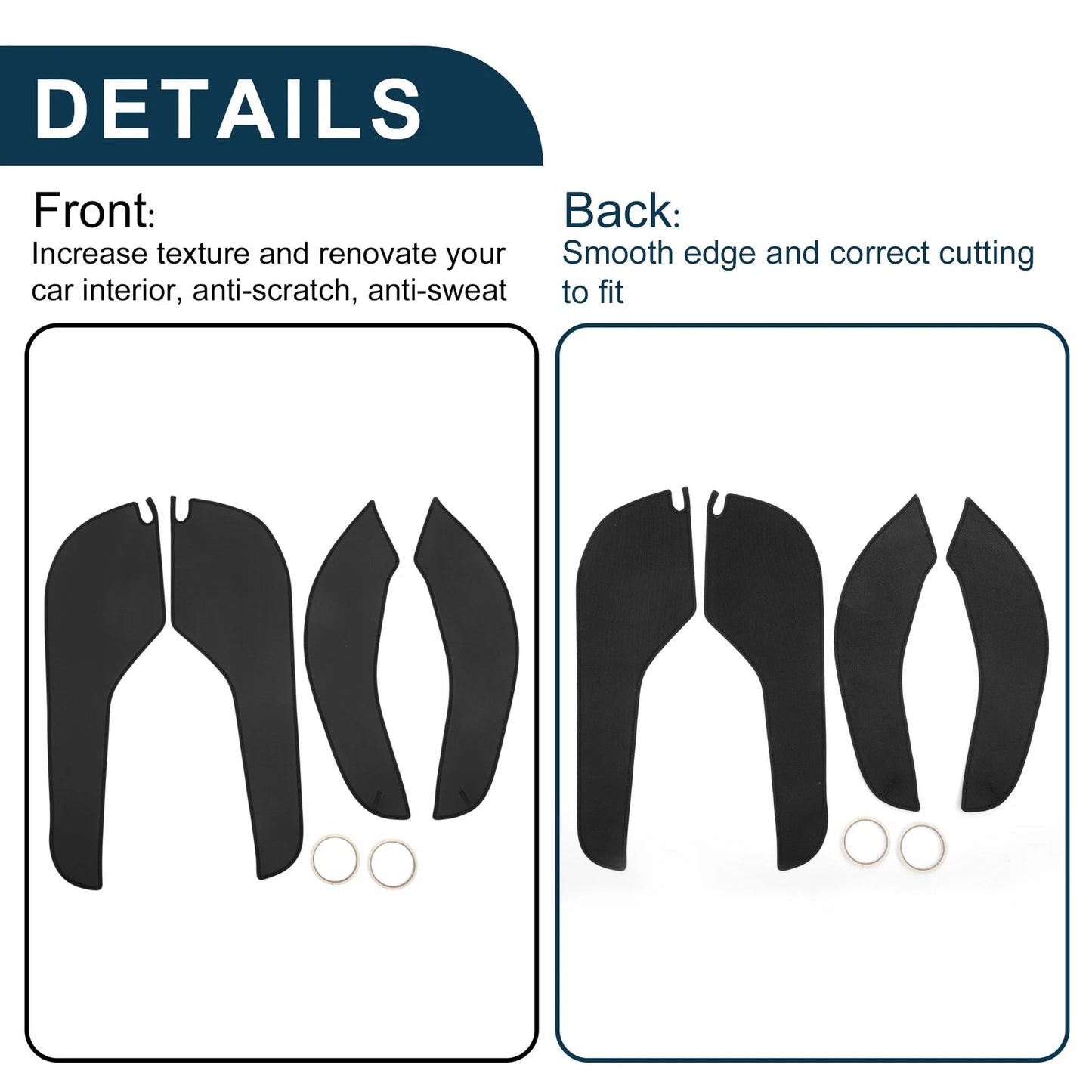 Car Door Anti Kick Pad Sticker Protector for Ford Focus (2019) - 1 Set Black