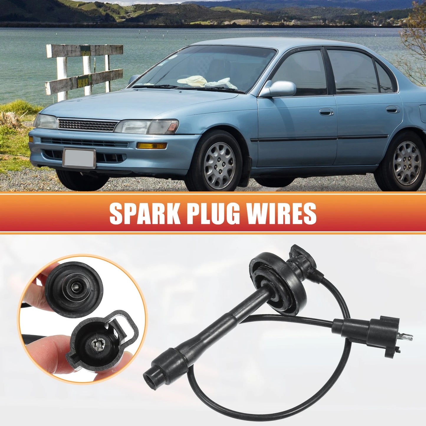 4pcs Ignition Coil Spark Plug Wire for Toyota Corolla L4 1.8L (1998-2002)