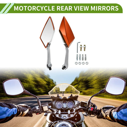 M8/M10 1 Set Rear View Mirrors for Motorcycle Prismatic Orange Aluminum