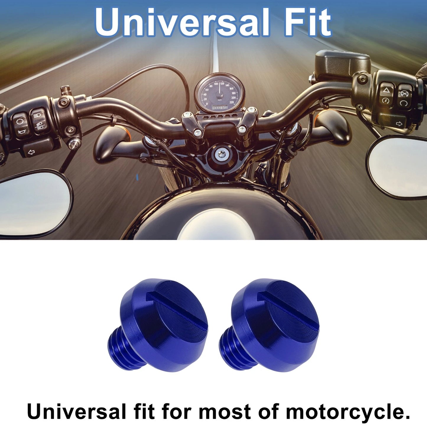 Mirror Hole Plugs Left Hand M8x1.25 Screws Blue for Motorcycle