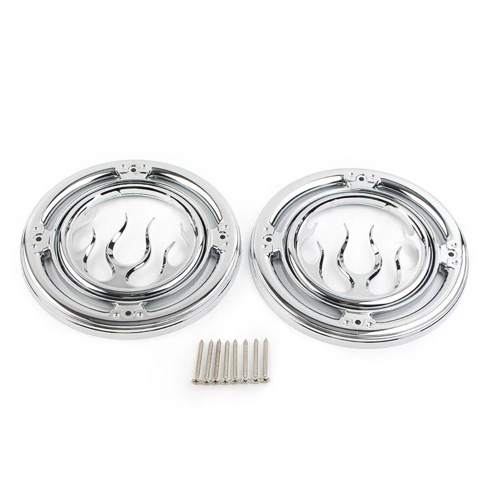 Chrome Rear Speaker Accent Trim Covers for Harley Electra Street Tri Glide