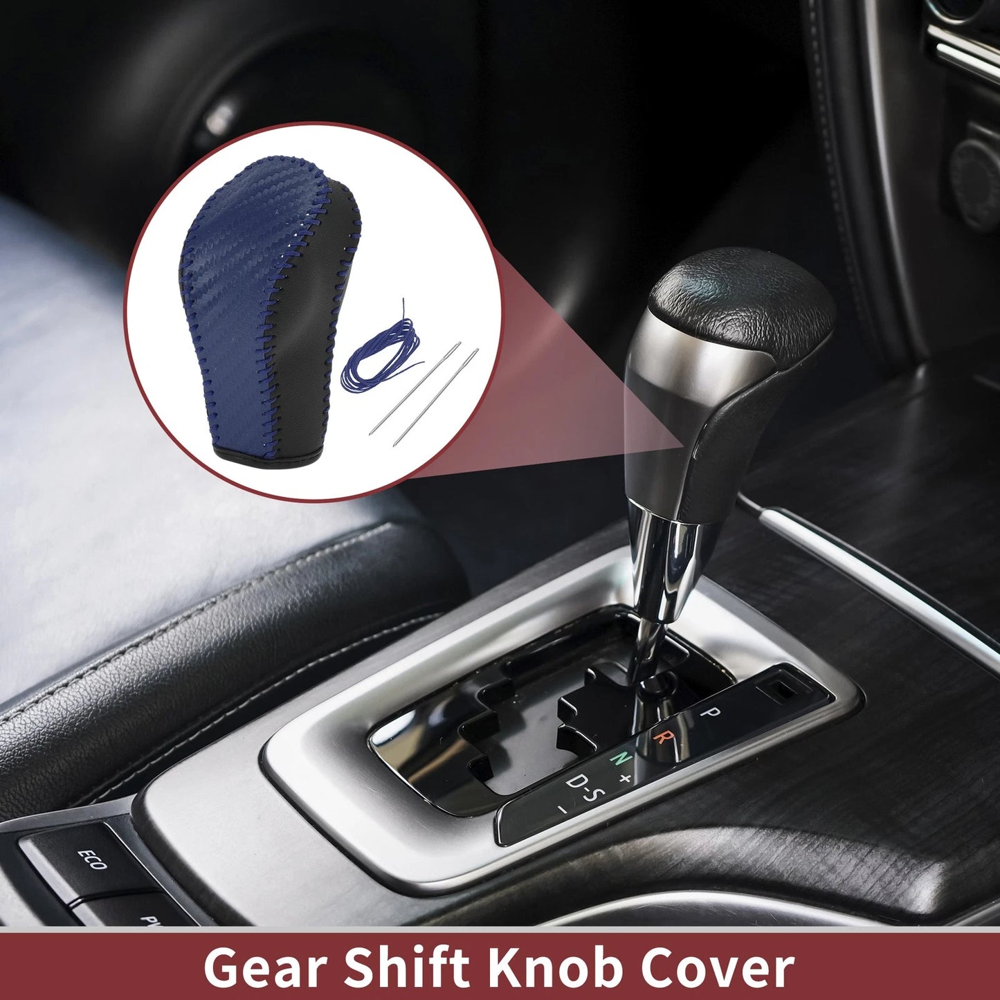 Gear Shift Knob Cover for Infiniti EX35 (2008-2012) Faux Leather Black Blue