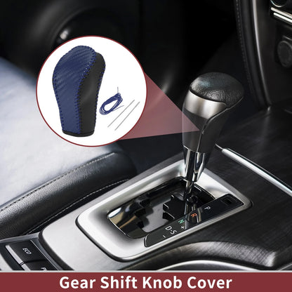 Gear Shift Knob Cover for Infiniti EX35 (2008-2012) Faux Leather Black Blue