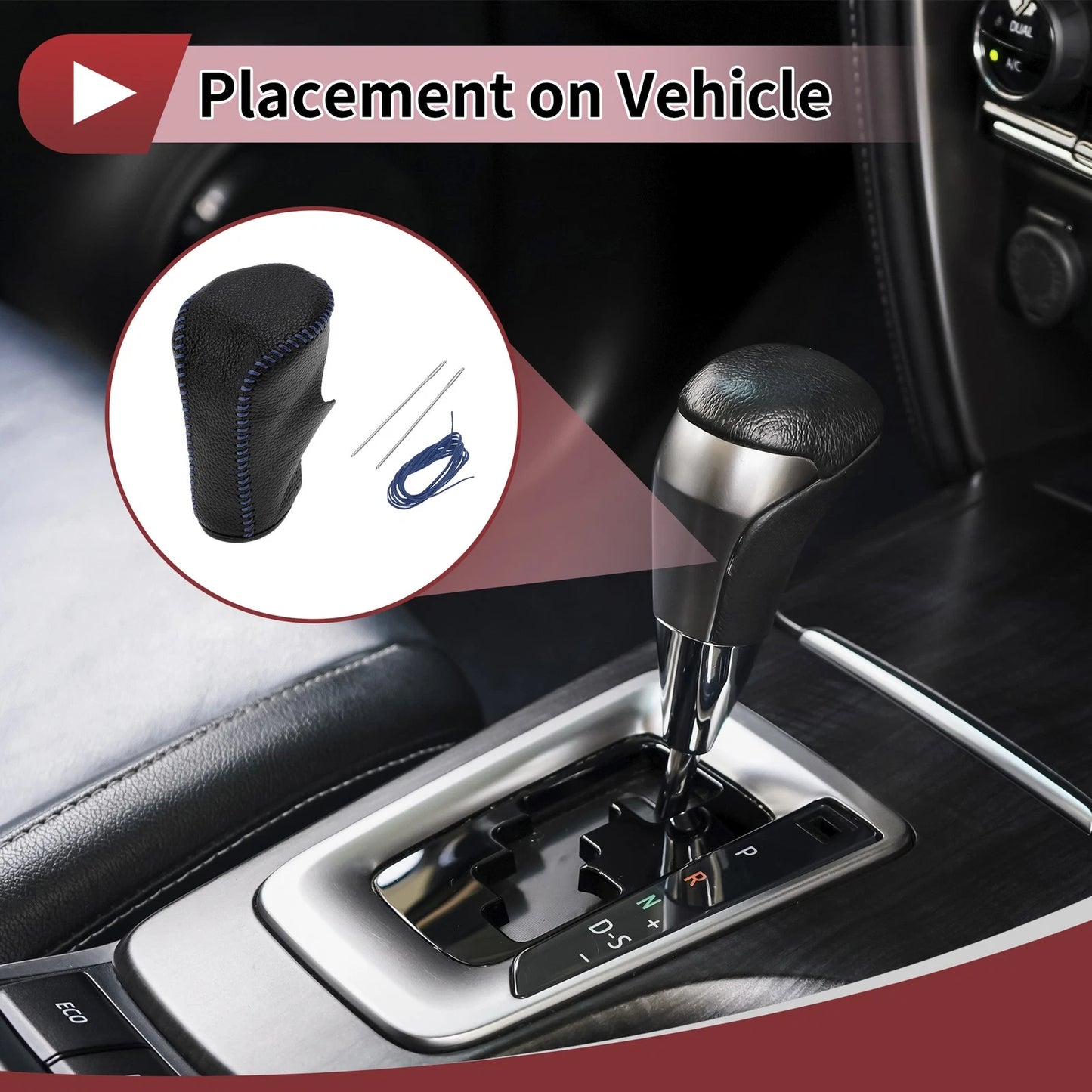 Car Gear Shift Knob Cover for Honda Accord 2008-2012 Black Blue Leather