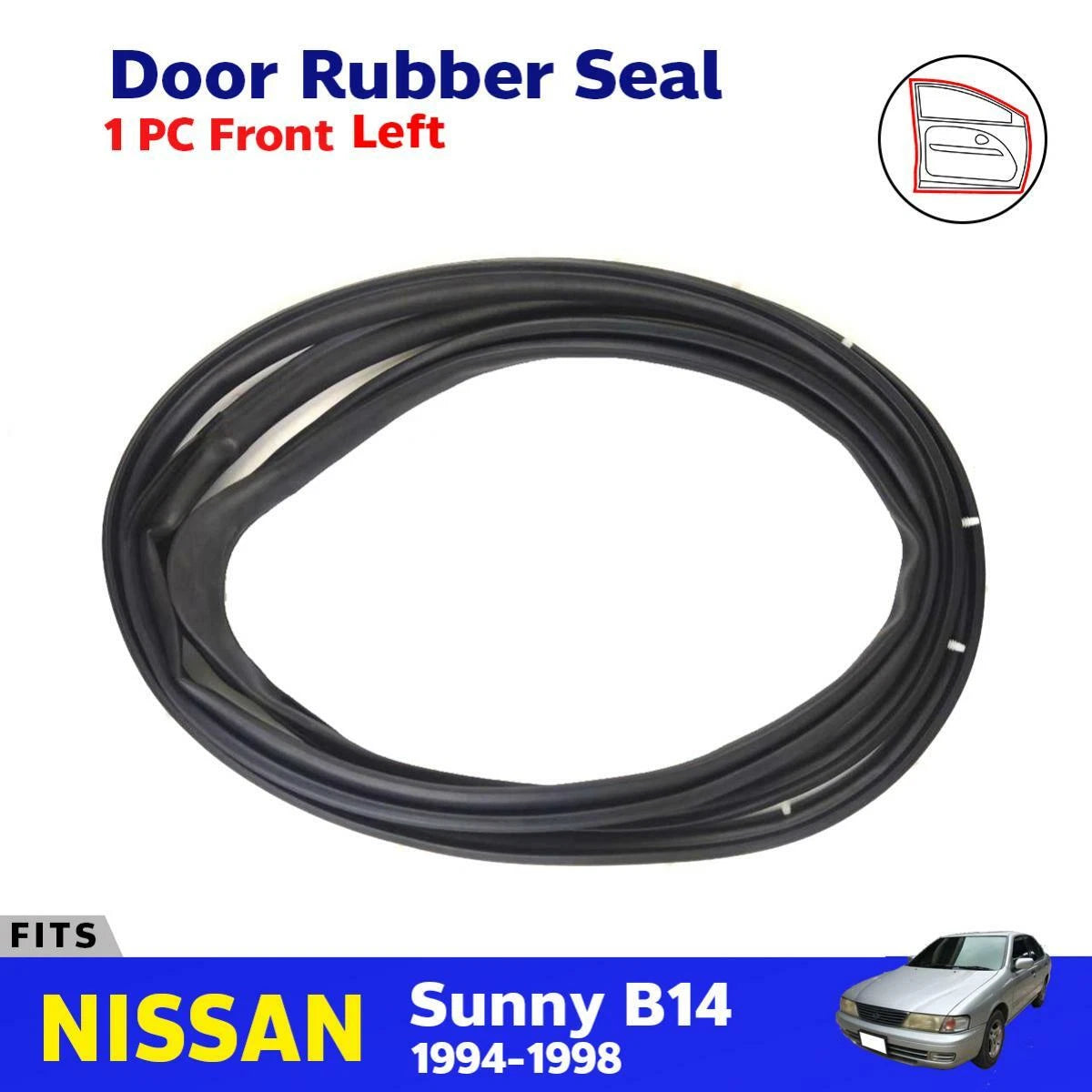Door Rubber Seal Weatherstrip Front LH Fits Nissan Sunny B14 4D Sedan 1994-98