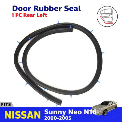 Door Rubber Weatherstrip Rear LH Fits Nissan Sunny Sentra Neo N16 4D SED 2000-05