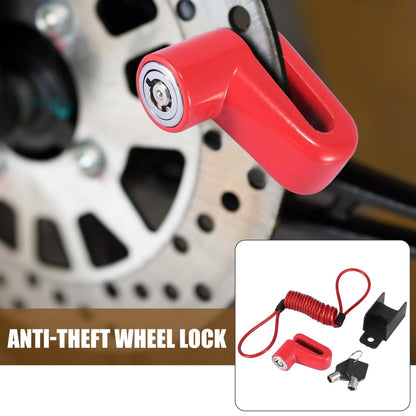 Universal Motorcycle Disc Brake Lock Red with Red Rope Set