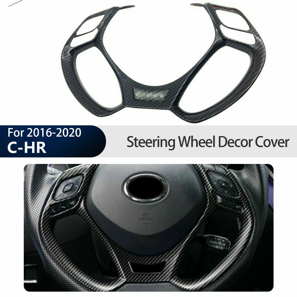 Carbon Fiber Car Steering Wheel Decor Cover Trim for Toyota C-HR (2016–2020)