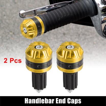 Pair 18mm Handlebar End Caps Plug Bar End Aluminum Alloy Gold for Motorcycle