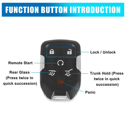 Car Key Shell Case for GMC Yukon XI and Chevrolet Tahoe 6 Key Button